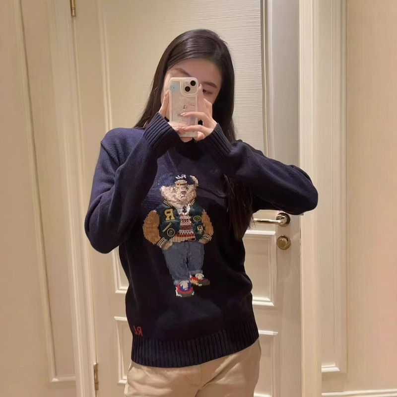 R classic sweater men and women can wear bear head wear iconic baseball cap casual old money style benchmark