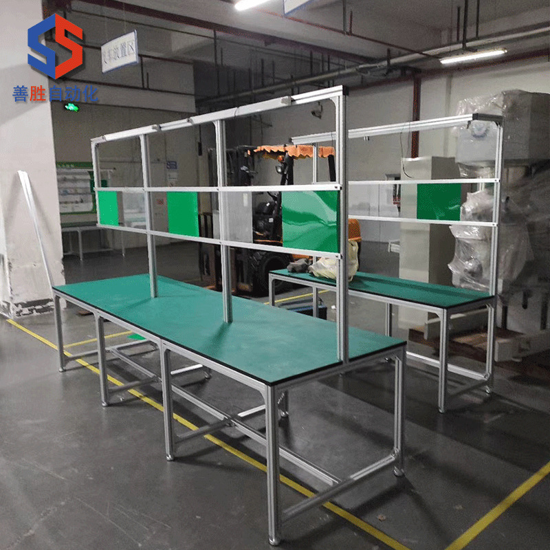 定制车间防静电台面铝型材工作台流水线装配台单双边带灯架操作台