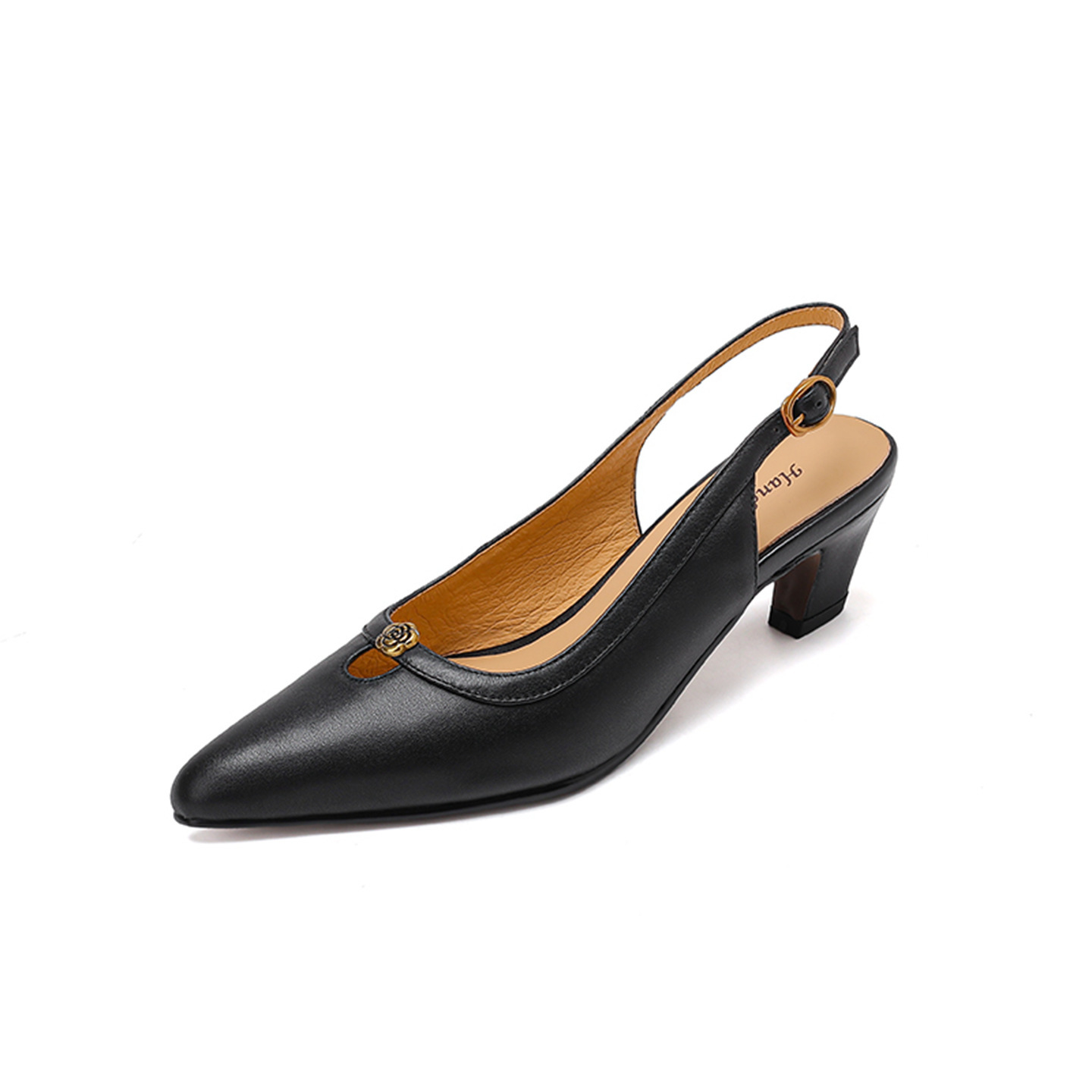 Sandal nữ mũi hở quai ngang gót thấp phong cách Hàn Quốc — đen chi tiết 22