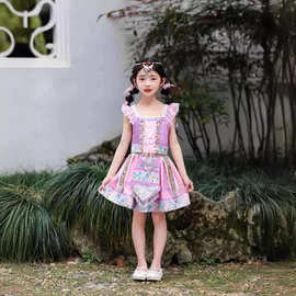 女童演出服儿童少数民族土家族壮族傣族舞蹈服民族服饰套装送头饰