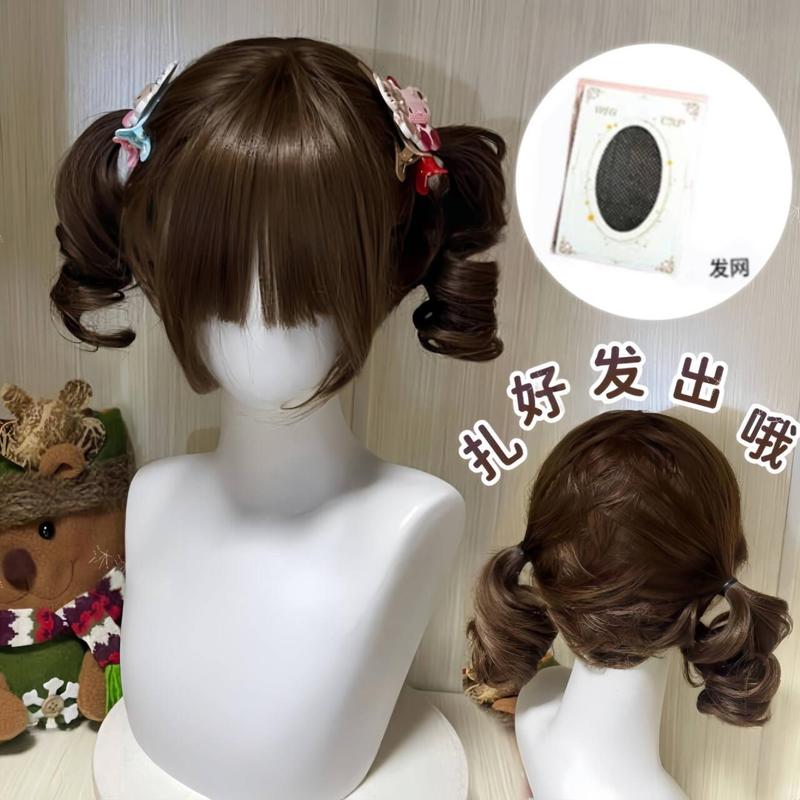 假发女自然减龄双马尾虎口夹罗马卷lolita新款女日常卷发短发小卷|undefined