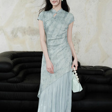 TYANG贰羊设计【画浅】国风新中式禅意天丝提花旗袍气质连衣裙女