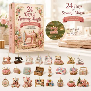2026Sewing 缝纫主题降临日历 24pcs 迷你缝纫机挂饰圣诞倒数盲盒