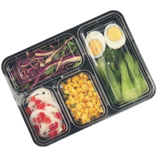 Wholesale disposable lunch box lunch box four-compartment five-compartment packaging box plastic rectangular compartment fast food box takeaway thickening
