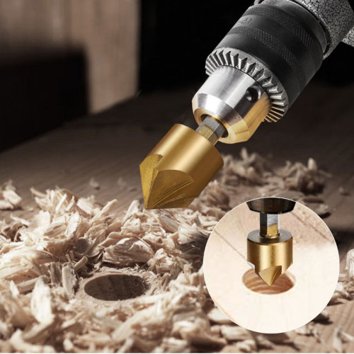 Six-piece set of 90-degree hexagonal handle five-edged chamfering tool 6mm-19mm chamfering knife countersink drill woodworking hole opener