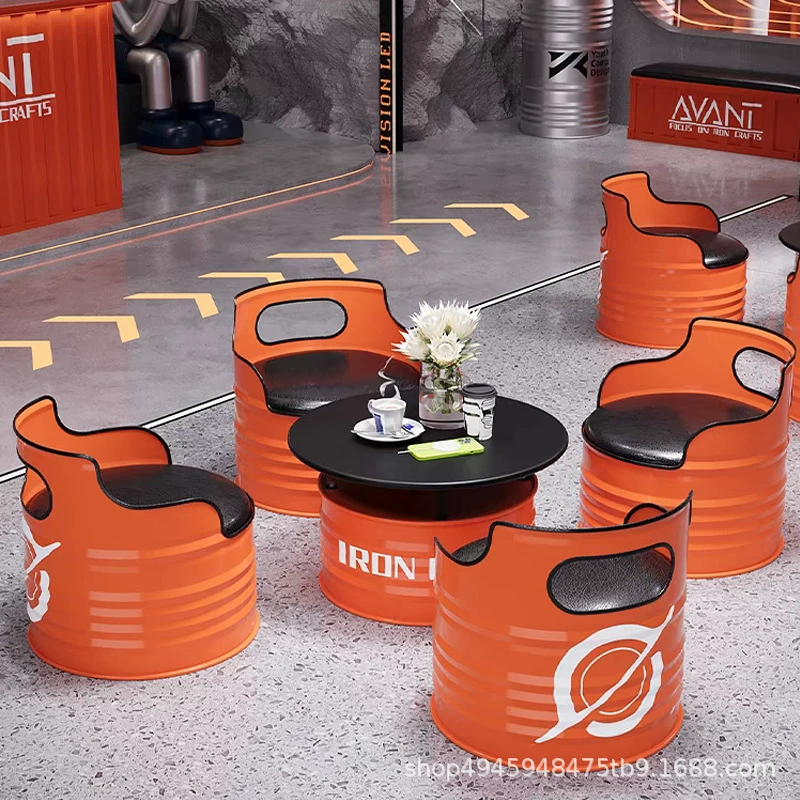 Карда диван креативный масляный барабан бар ktv молочный чайный магазин промышленный стиль коммерческий кованый стол стол, стул и журнальный столик