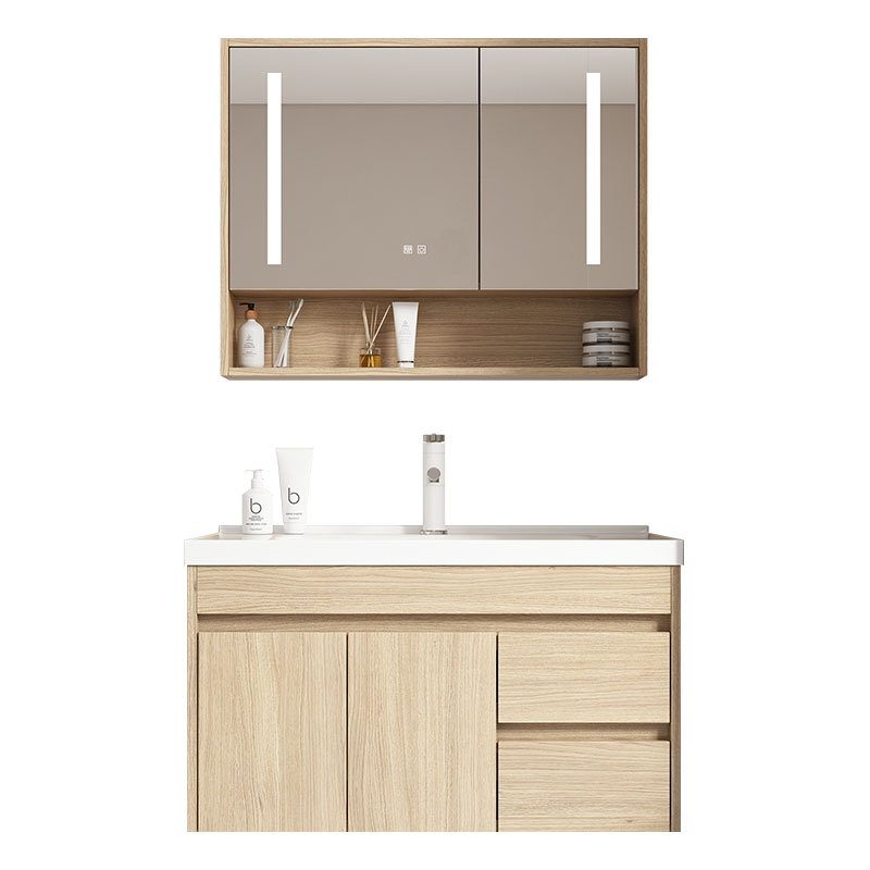 Elegante gabinete de baño combinación de madera maciza moderno minimalista lavabo mesa de lavado gabinete mesa de lavado baño Baño traje de baño