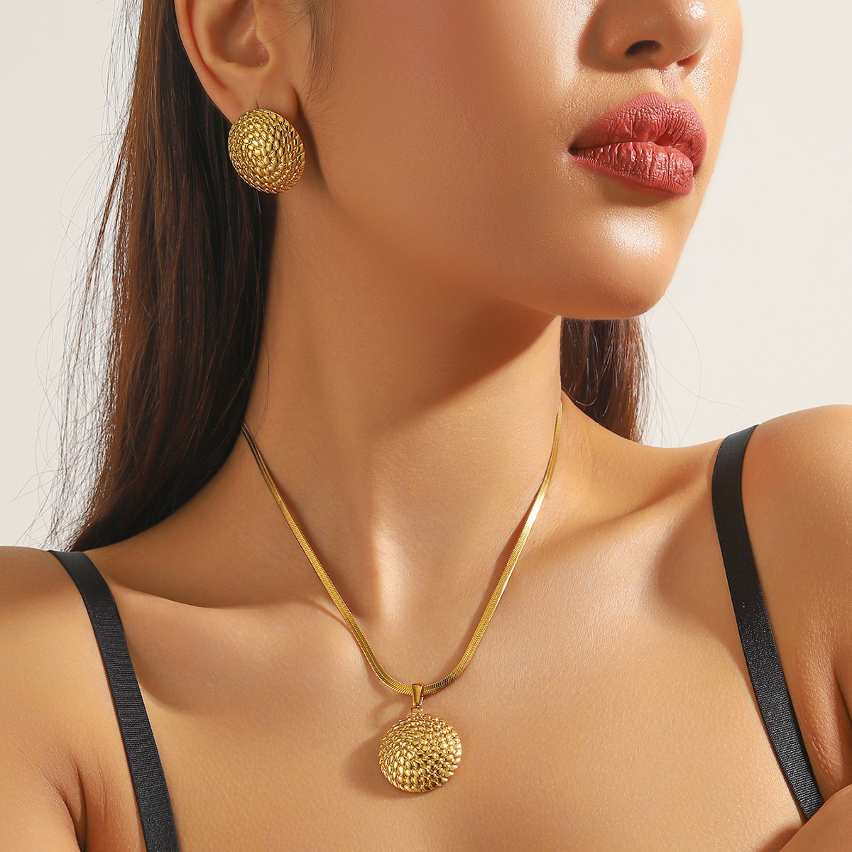 10g Weight Jewelry Set Classification snake chain Chain Type Earrings + Necklace Quantity Holiday, Daily Occasion 304 Stainless Steel Material Geometric, Heart Shape Pattern All Seasons Season Women's Gender Plating Design Vintage Style, Simple Style Style Wholesale Jewelry Vintage Style Simple Style Geometric Heart Shape 304 Stainless Steel Plating Jewelry Set Snake Chain 无