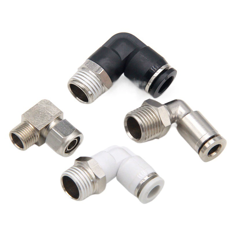 Быстроразъемный соединитель трахеи под прямым углом PL4/6/8/10/12/16 мм 1/2/3/4 под прямым углом колено внешняя резьба медь