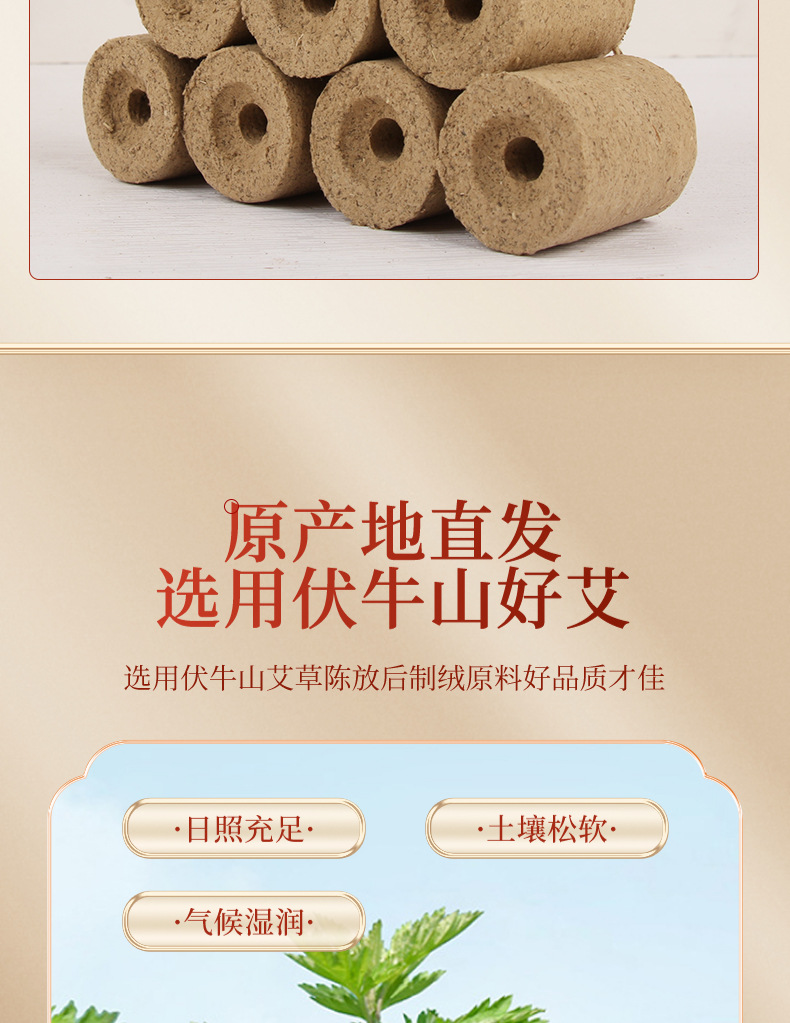 Nanyang Mugwort Moxa Column Sticks for Moxibustion Bed Home Wellness Routine, 15-Piece Set detail image