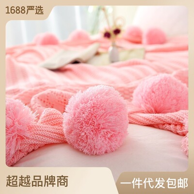 Autumn and winter thickening Warm cotton Knitted blanket Skin-friendly soft Cashmere Hair ball blanket sofa Blanket Blanket Northern Europe