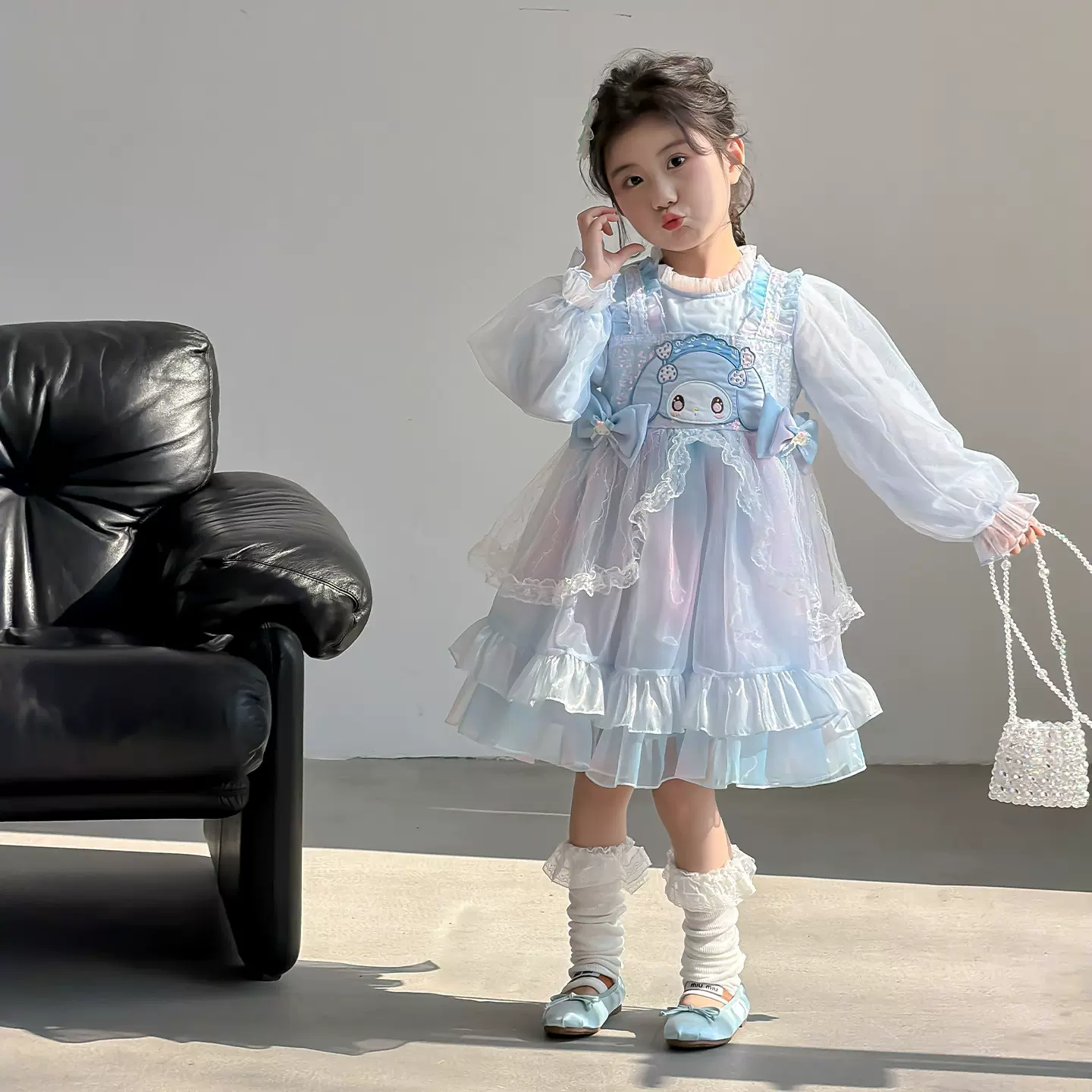 女童洛丽塔连衣裙2026新款洋气女宝宝蓬蓬公主裙儿童春装网纱裙子