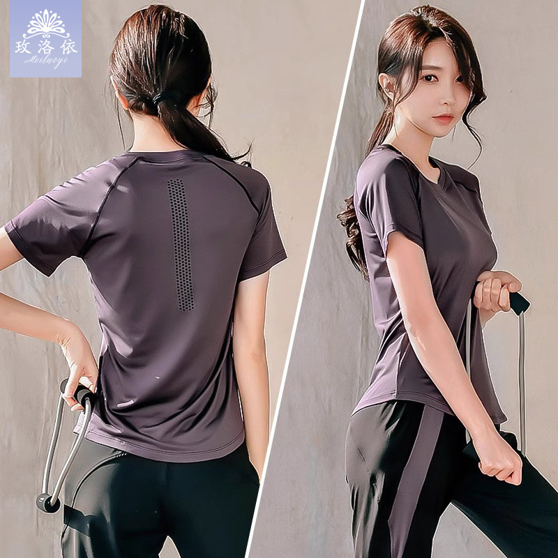 Short-sleeved Quick-drying Clothes Women's Yoga Fitness Clothes plus size Breathable Loose Casual Sports Running Morning Running Spring and Summer Top for Women
