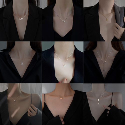 Korean style niche design high-end titanium steel necklace for women, versatile and non-fading hot girl temperament clavicle chain jewelry wholesale