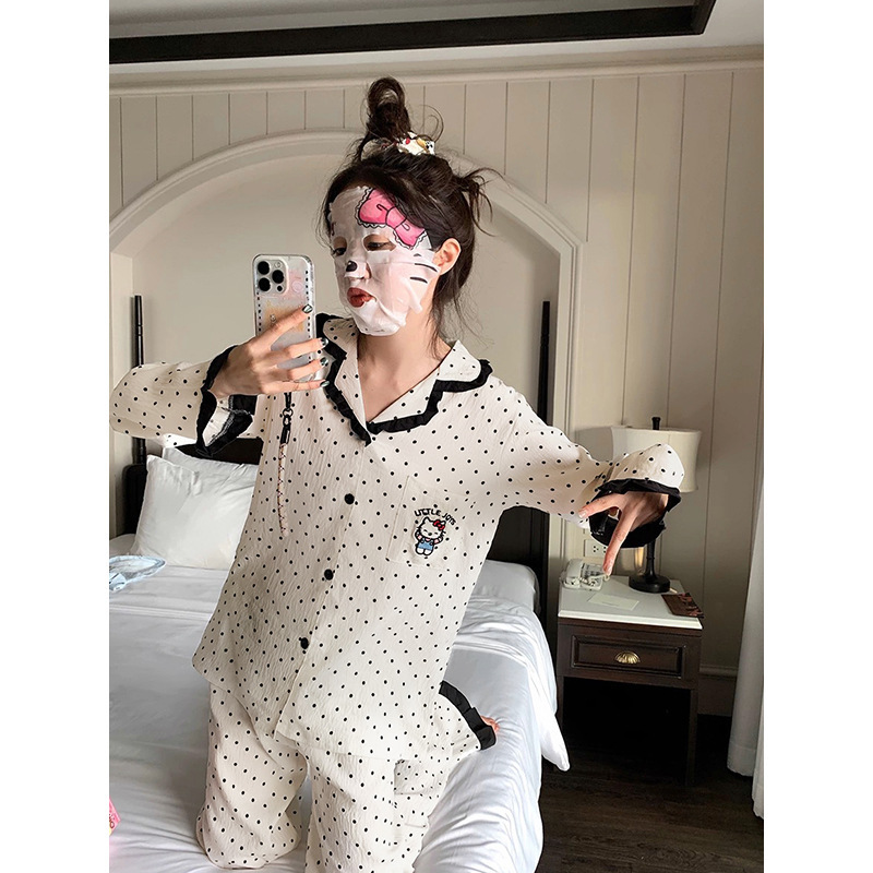 长袖云朵棉睡衣女款2025新款春秋季甜美公主风蕾丝家居服秋季套装|undefined