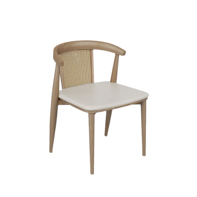 Sofá de asiento de tarjeta semicircular para restaurante occidental, restaurante de hotpot personalizado, restaurante de barbacoa, restaurante de restauración, mesa y silla de madera maciza de vidana tejida
