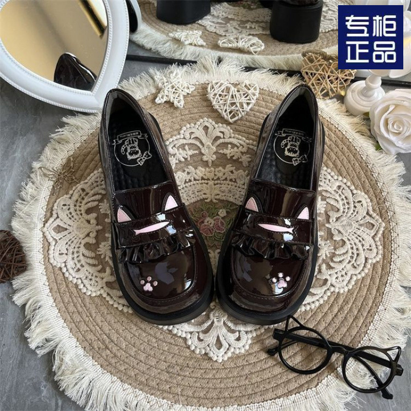 Sailor Suit Shoes Jk Uniform Shoes Kitten College Style Lolita Japanese Style Glossy One-Leg Popular Student Shoes