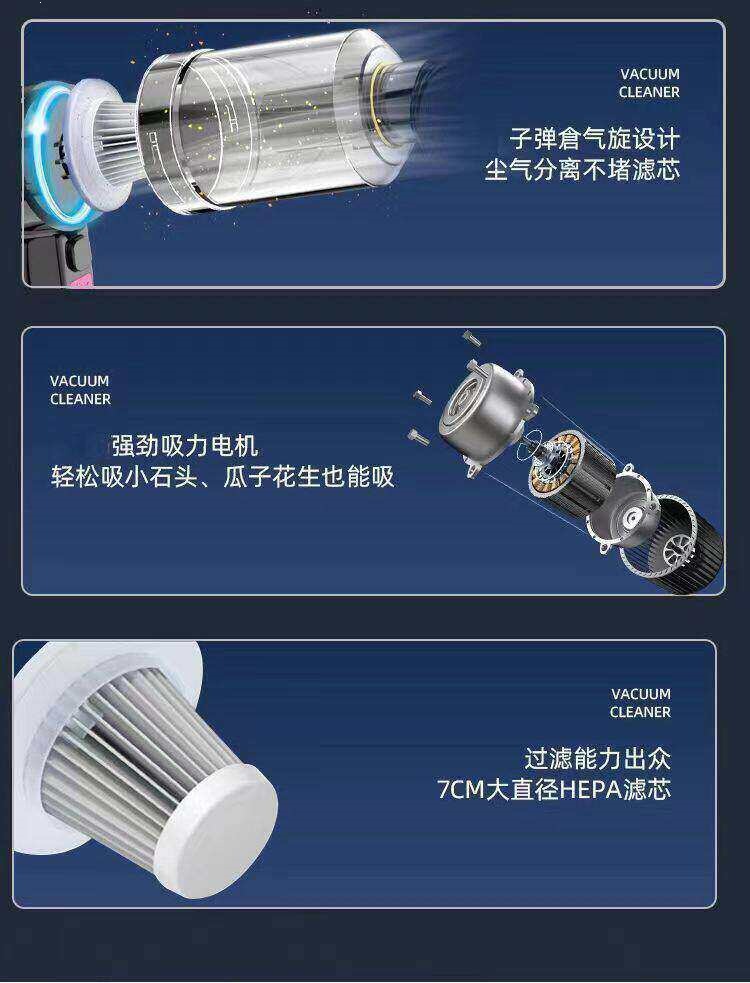 Vacuum Cleaner with Blowing and Suction Functions for Home Use, Desktop Cleaning, Wardrobe Cleaning, Rechargeable Handheld Blower, Car-Mounted Rechargeable Type