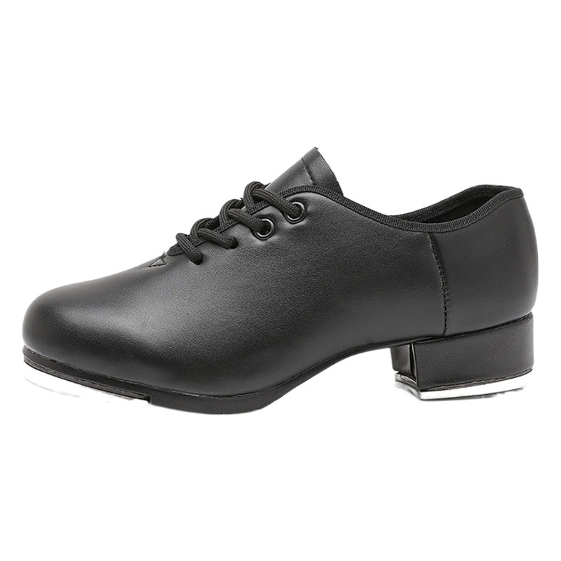 Comercio exterior al por mayor niños y niñas principiante zapatos de baile tap de fondo recto zapatos de baile de imitación de cuero negro de las mujeres zapatos de baile de fondo suave