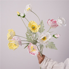 高品质手感保湿虞美人罂粟花单枝仿真花家居软装咖啡店摆设装饰花