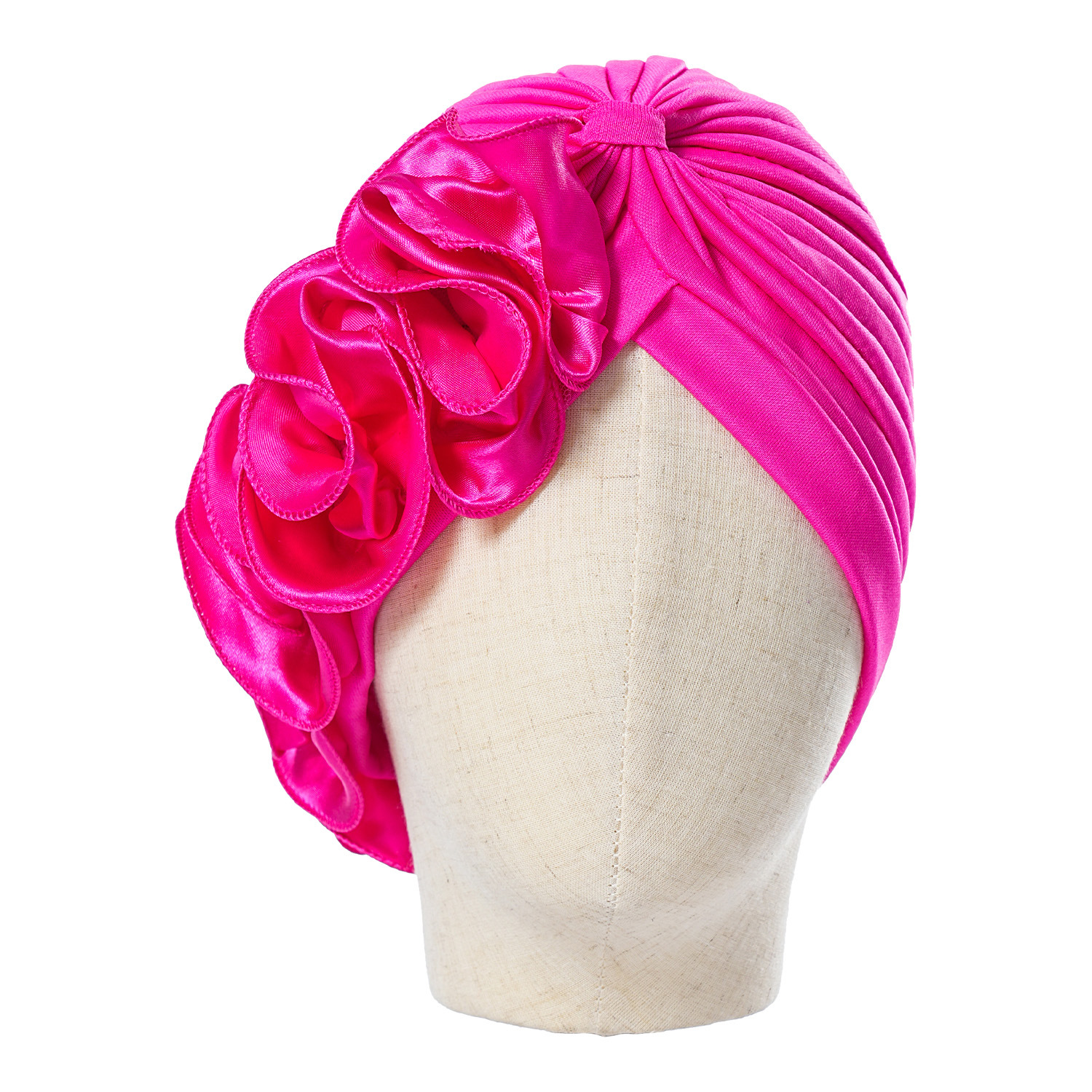 Cappello musulmano Cappello con fascia decorativa a fiori a fila laterale Cappello con fascia elastica plissettata Cappello etnico con fascia antivento_voghion.com