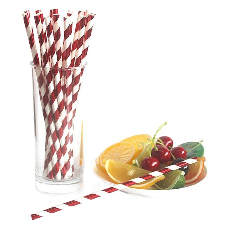 Paja de papel degradable desechable película de color paja de papel de oro fiesta pastelería decoración bebida paja