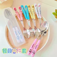 Cute ceramic tableware, children's set, fork, spoon stainless steel, PC-plastic, 2 pieces