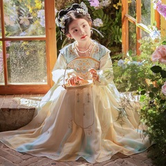 2025秋季新款汉服女童春秋款连衣裙儿童中国风古装超仙唐装公主裙
