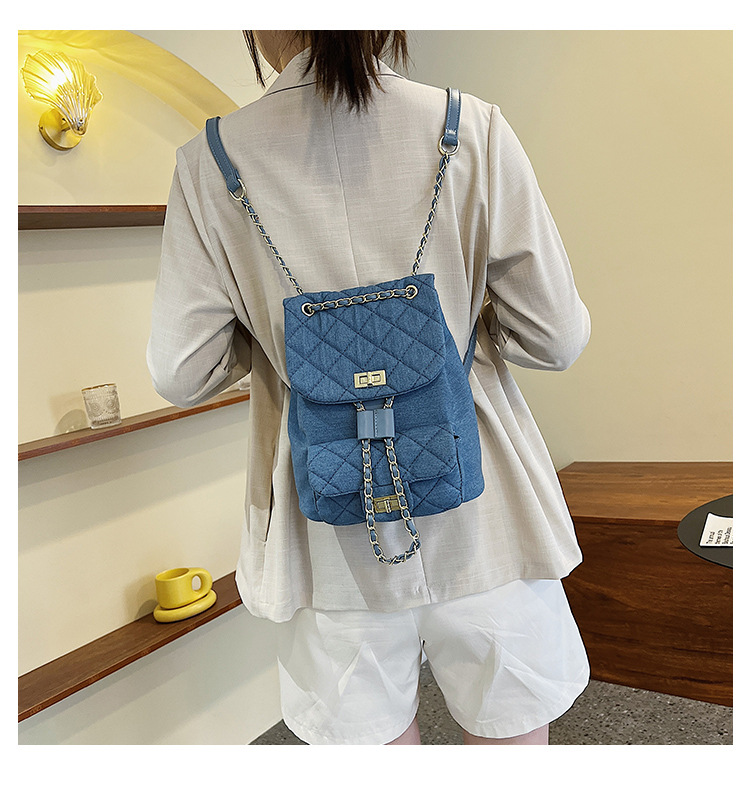 Women's Streetwear Solid Color Square Zipper Classic Backpack Canvas Shoulder Bags display picture 5