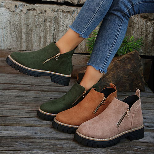 Women's Autumn/Winter New Fashion Comfortable Double Zipper Thick Heel Women's Martin Boots Women's Wholesale