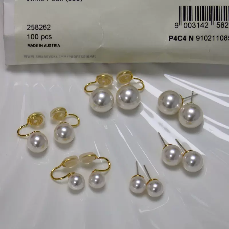 韩国FEVER马贝珍珠耳钉耳夹大灯泡色号650正圆强光925银针