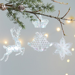 クリスマス装飾品クリスマスツリー掛けアクリル透明七彩雪花異形鈴王冠吊り飾り