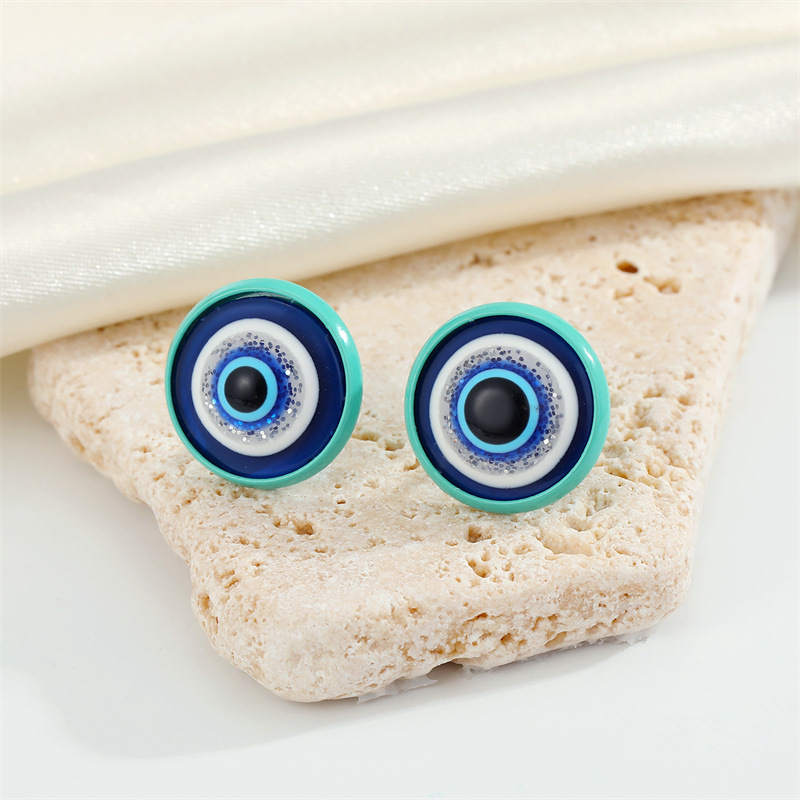 Retro Trend Devil's Eye Earrings Color Edging Blue Turkish Eye Earrings display picture 5