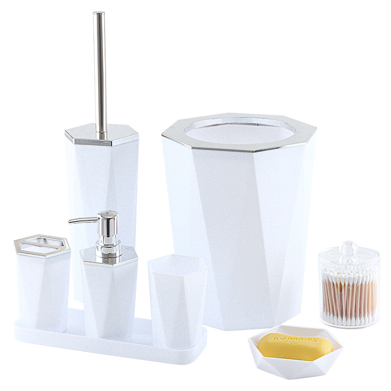 Hotel baño suministros bandeja traje de baño imitación cerámica baño botella traje algodón hisopo caja de algodón puede en stock al por mayor