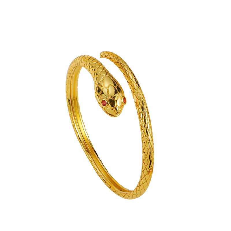 Zodiaco de oro serpiente brazalete abierta mujer Europa y América estereoscópica no se desvanecen durante mucho tiempo fabricantes de brazaletes de joyería suministro al por mayor transfronterizo