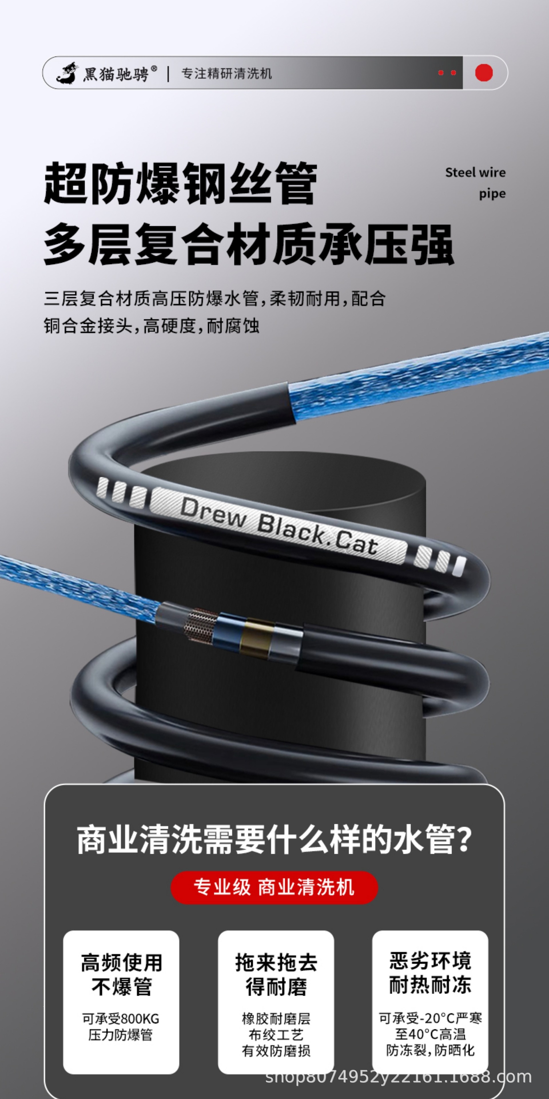 Black Cat Diesel Gasoline High-Pressure Car Washer High-Power Cleaning Machine Commercial Mobile Industrial Grade Water Gun Pump