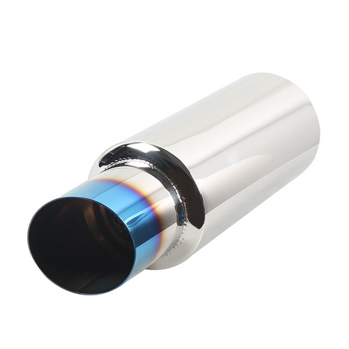 General Motors modified exhaust pipe 2.0 inches in, 3.0 inches out, stainless steel muffler, grilled blue tailpipe