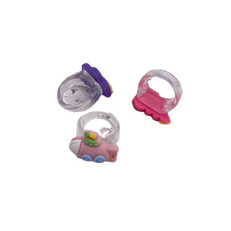 Nuevo coche de dibujos animados avión tren lindo diversión resina anillo personalidad colorido anillo divertido