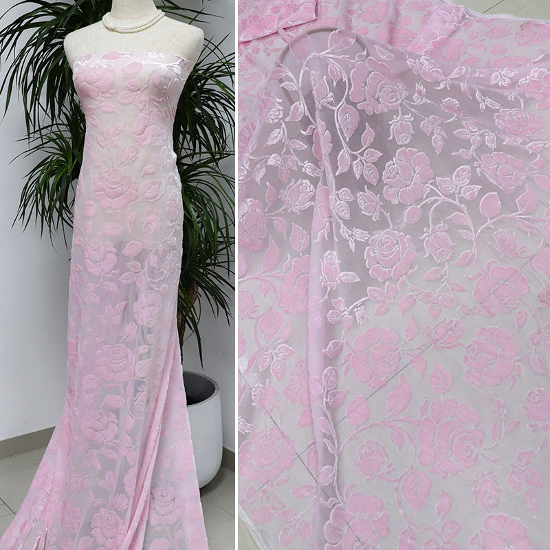 工厂批发梭织锦绒单色烂花丝绒面料睡裙连衣裙女装纺织布料批发