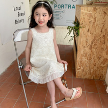 女童连衣裙夏季2025新款儿童装洋气女宝宝薄款蕾丝休闲夏装背心裙