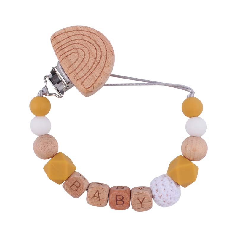 Nuevo bebé suministros de dibujos animados animal haya chupete clip calmante bebé DIY nombre chupete de silicona anti-gota cadena