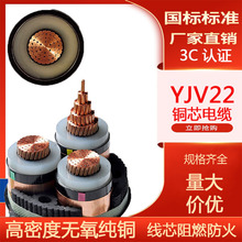 纯铜芯铠装电缆 YJV22 无氧铜电缆国标 阻燃电力电缆
