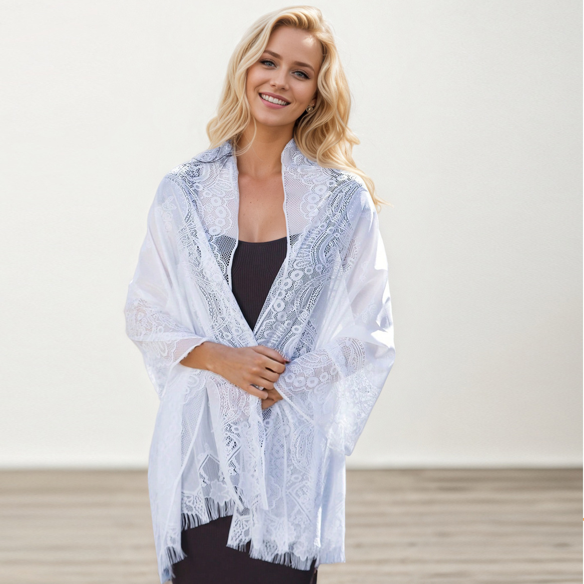 Cross-Border Best-Selling Classic Hollow Lace Shawl for Brides, Bridesmaids, Evening Dresses, Wedding Dresses, Prom Shawls for Women