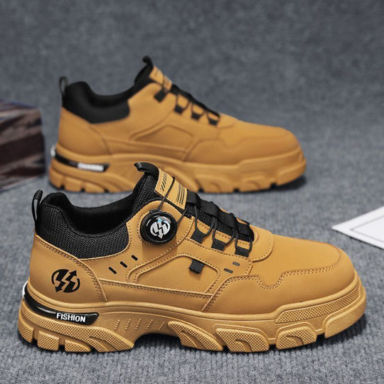 Men's Shoes 2024 Autumn New Low-top Slip-on Swivel Button Sports Casual Trendy Shoes Outdoor Waterproof Tooling Shoes