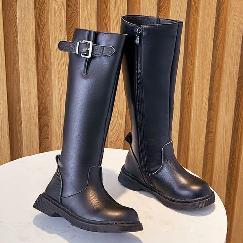 Girls' High-Top Boots, Stylish Soft-Soled All-Match Long Boots—New Autumn/Winter Collection for Older Children and Teens, Perfect for Runways, Performances, and Princess-Like Leather Boots