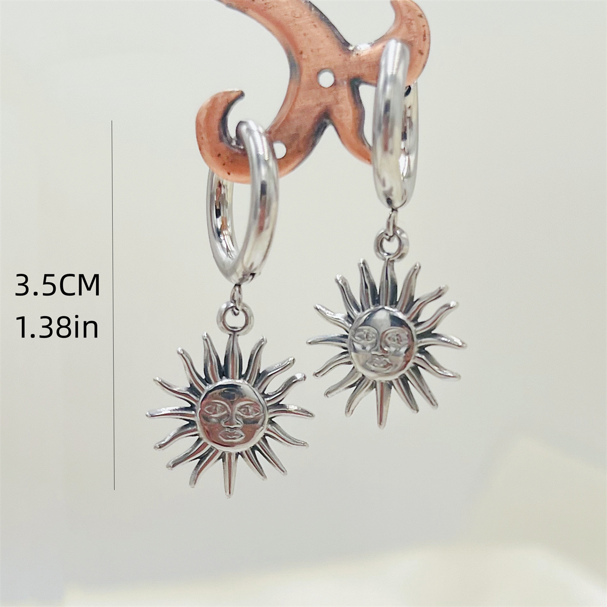 Charm Sleeper Hoop Earrings, Drop Earrings Classification 1 Pair Simple Style Sun 304 Stainless Steel Stainless Steel Earrings