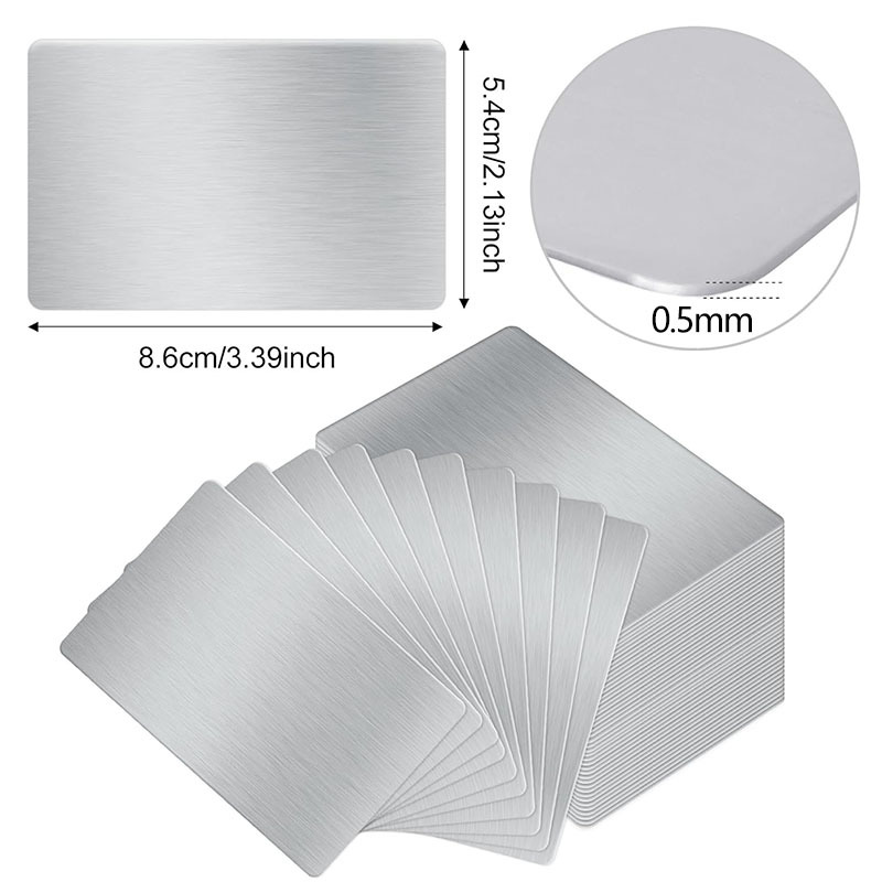 现货不锈钢名片雕刻圆角拉丝空白钢卡vip标签DIY激光镭射跨境货源