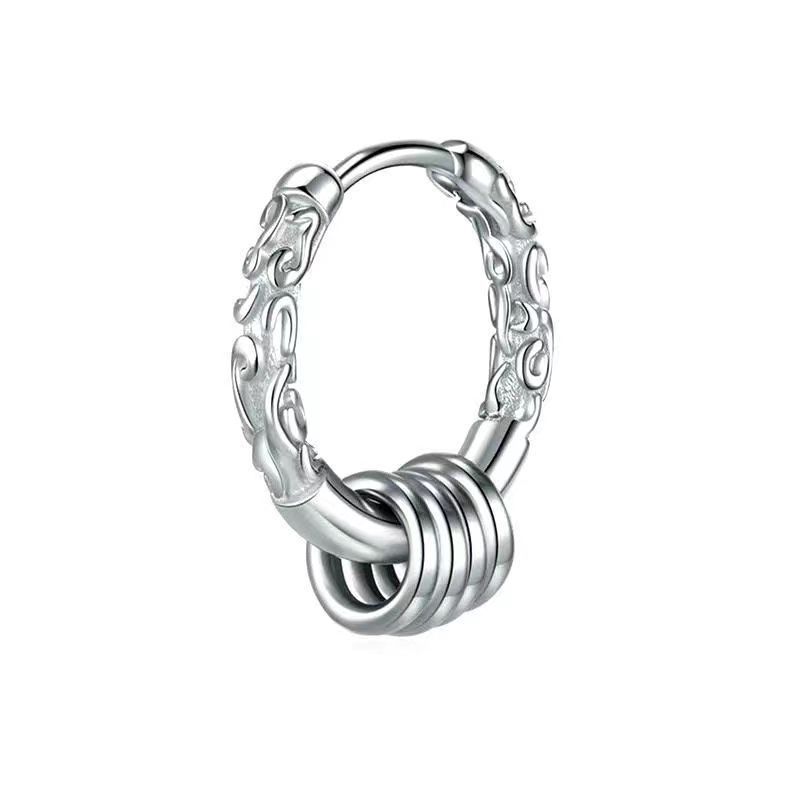 Men's Black Gold Earrings Silver Plated Unique Single Hip Hop Cudgel Style Trendy Jewelry For Both Men And Women_voghion.com