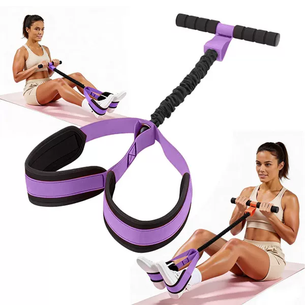 【Premium Selection】Sit-Up Assistive Resistance Band Fitness Equipment Leg Exerciser Home Foot Pedal Rope Resistance Trainer