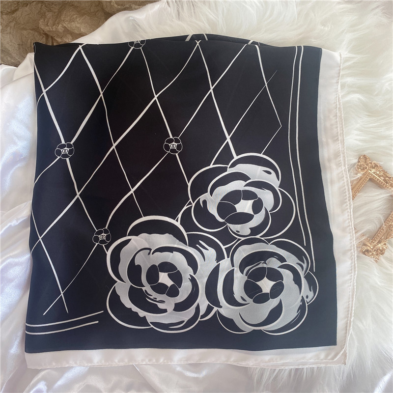 50g Weight Silk Scarf Classification Casual, Daily, Shopping Occasion Satin Material Letter, Flower Pattern Spring&Summer Season Women's Gender Elegant Style Women's Elegant Letter Flower Satin Silk Scarf 5